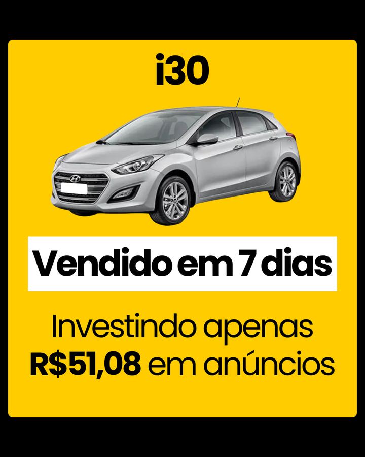 i30 vendido em 7 dias investindo R$51,08 em anúncios