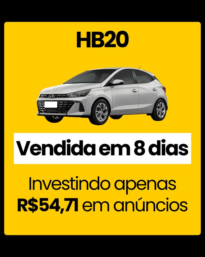 HB20 vendido em 8 dias investindo R$54,71 em anúncios