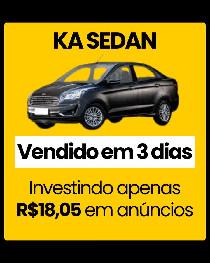 Ka Sedan vendido em 3 dias investindo R$18,05 em anúncios